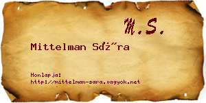 Mittelman Sára névjegykártya